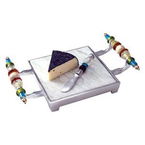 Marble Cheese Plate Tray with Spreader